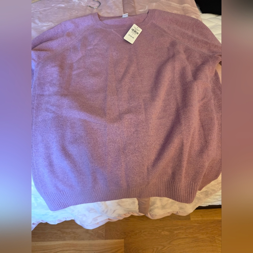 L.L. Bean Mauve Berry Cashmere Crew Sweater - Picture 2 of 4
